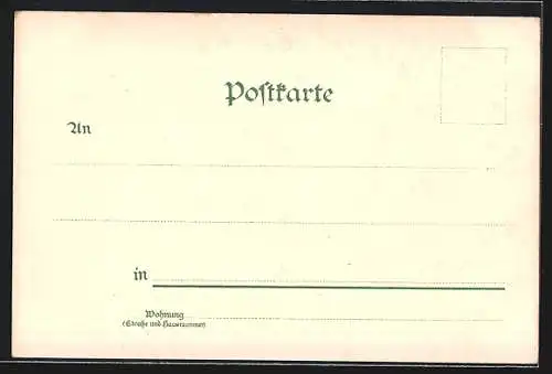 Lithographie Berlin, Kgl. Schloss, Porträt des Kaisers Wilhelm, mit Engeln