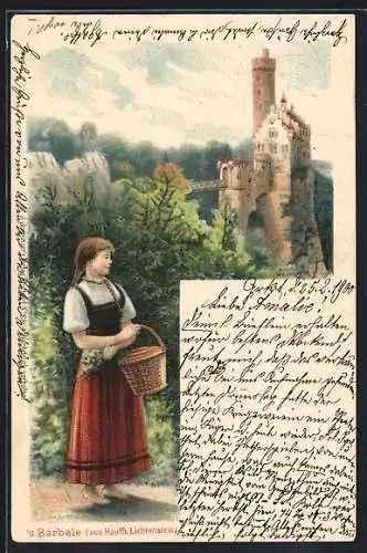 Lithographie Honau / Württ., Bärbele aus Lichtenstein