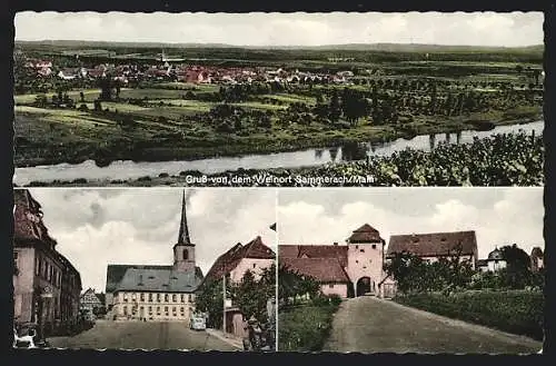 AK Sommerach /Main, Strassenpartie mit Kirche, Stadttor