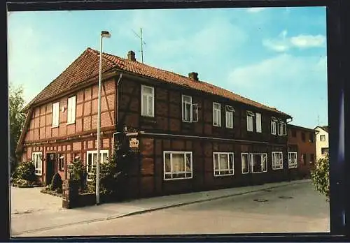 AK Dorfmark /Lüneburger Heide, Hotel-Restaurant Heidehof, Altes Fachwerkgebäude