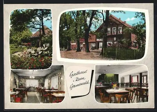 AK Ristedt / Syke, Gasthaus zum Grunewald, Aussenansicht, Garten, Speisesaal