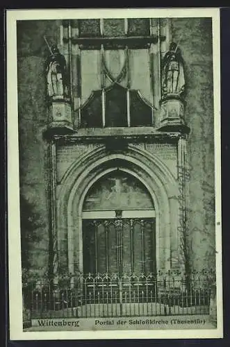 AK Wittenberg / Elbe, Portal der Schlosskirche, Thesenthor