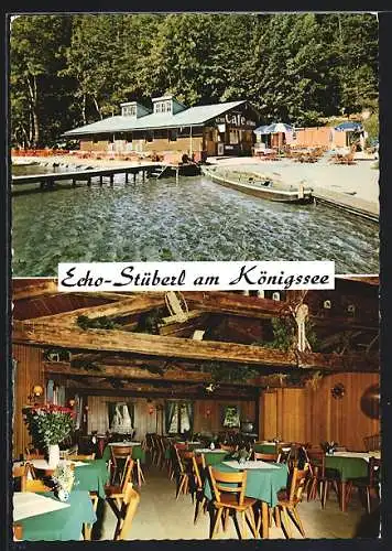 AK Königssee / Obb., Gasthaus Echostüberl am Königssee, Bes. F. X. u. A. Renoth, Aussen- und Innenansicht