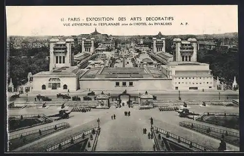 AK Paris, Exposition des Arts Decoratifs 1925, Vue d`ensemble de l`Esplanade prise de l`Hotel des Invalides, Ausstellung