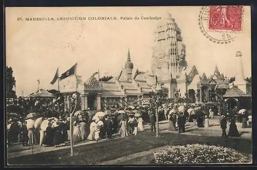 AK Marseille, Exposition Coloniale, Palais du Cambodge