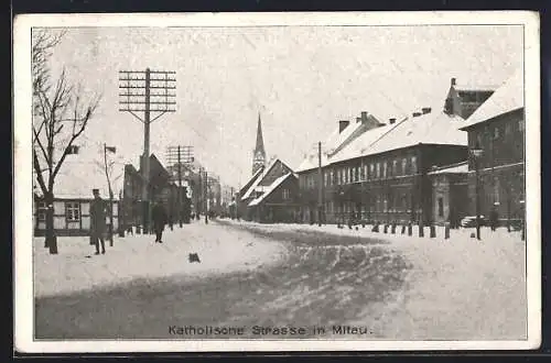 AK Mitau, Katholische Strasse im Winter