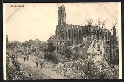 AK Zonnebeke, Anblick eines zerstörten Hauses