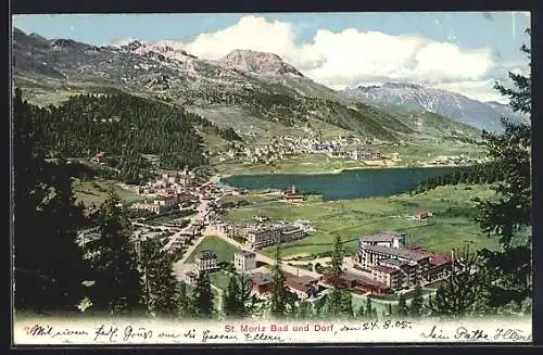 AK St. Moritz, Ansicht Bad und Dorf