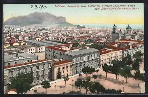 AK Palermo, Panorama colla Cattedrale e Monte Pellegrino