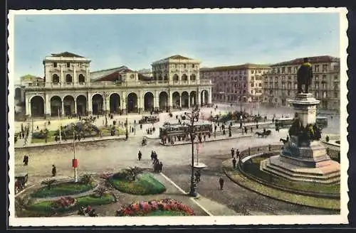 AK Napoli, Stazione Centrale, Bahnhof, Strassenbahn