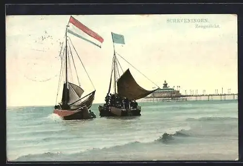 AK Scheveningen, Zeegezicht, Segelboote