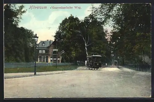 AK Hilversum, s`Gravenlandsche Weg, Strassenbahn