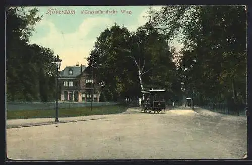 AK Hilversum, s`Gravenlandsche Weg, Strassenbahn