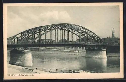 AK Krakau-Krakow, Pilsudskibrücke mit Fluss