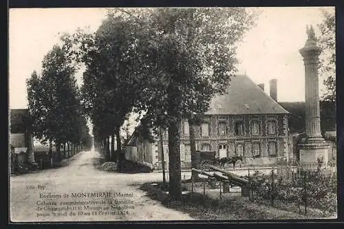 AK Champaubert, Colonne commemorative de la Bataille et Maison ou Napoleon a passee la nuit