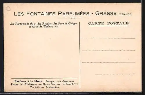 AK Grasse, Les Fontaines Parfumées, Landkarte eines Teils der Cote d`Azur