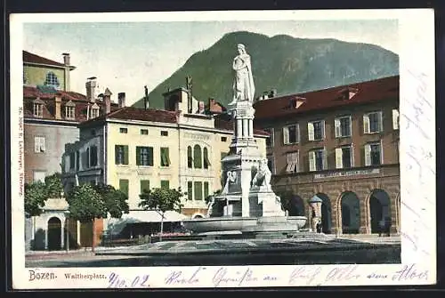 AK Bolzano / Bozen, Waltherplatz mit Städt. Mädchen-Schule