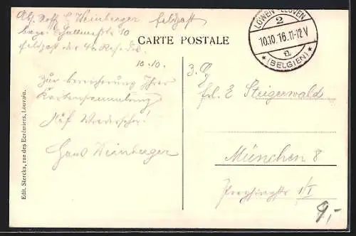 AK Louvain, Rue de la Station, Strassenpartie