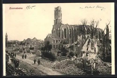 AK Zonnebeke, Anblick eines zerstörten Hauses