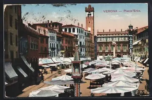 AK Verona, Piazza `Erbe, Markt