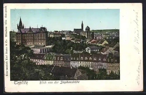 AK Teplitz Schönau / Teplice, Blick von der Stephanshöhe