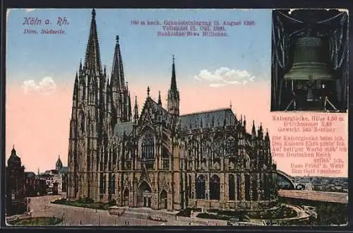 AK Köln, Kölner Dom mit Kaiserglocke, Gedicht