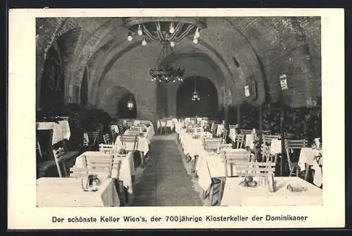 AK Wien, Restaurant Dominikaner-Keller in der Wollzeile 37 Bes.: J. & R. Parzer