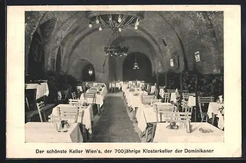 AK Wien, Restaurant Dominikaner-Keller in der Wollzeile 37 Bes.: J. & R. Parzer