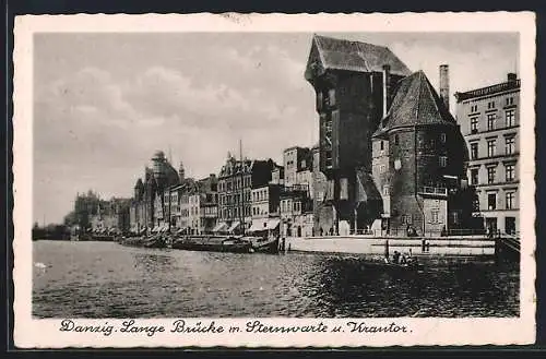 AK Danzig / Gdansk, Langebrücke mit Krahntor