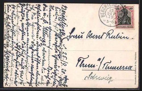 Künstler-AK Edward Harrison Compton: Berchtesgaden, Ortsansicht von oben