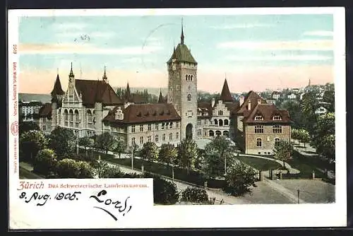 AK Zürich, Blick auf Schweizerische Landesmuseum