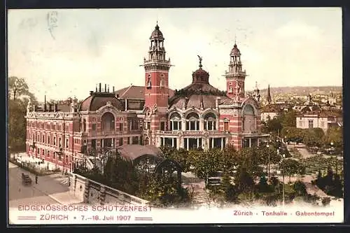 AK Zürich, Blick auf die Tonhalle, Werbezudruck Seidenstoff-Fabrik-Union Adolf Grieder & Cie.