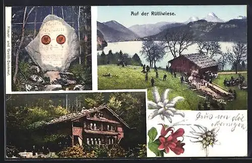 AK Rütli, Rütliwiese, Rütlihaus, Krauer- & Greith-Denkmal