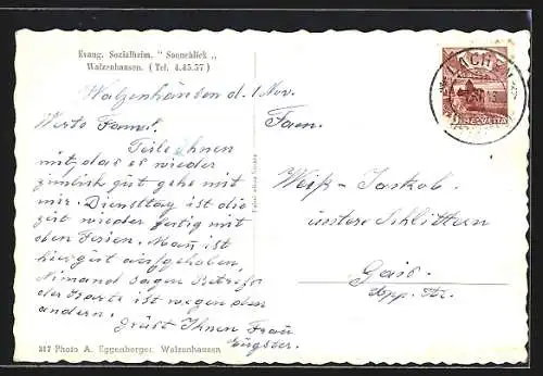 AK Walzenhausen, Teilansicht evang. Sozialheim Sonneblick mit Gästen