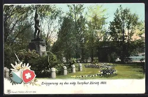 AK Zürich, Eidgenössisches Turnfest 1903, Denkmal