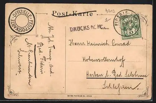 AK Zürich, Eidgenössisches Schützenfest 1907, Panorama, Zielscheibe mit Armbrust, Wappen