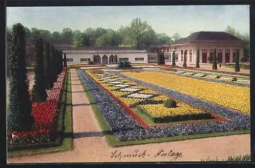 AK Dresden, Jubiläums-Gartenbau-Ausstellung 1926, Grosse Schmuckanlage am Haupteingang