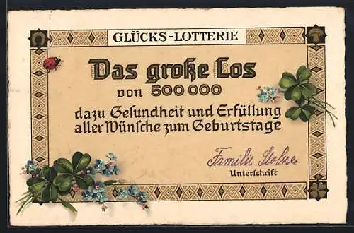 AK Glücks-Lotterie, Das grosse Los