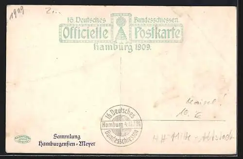 AK Hamburg, 16. Deutsches Bundesschiessen 1909, Haupteingang der Festhalle