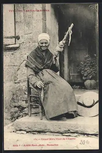 AK Grand Mère filant du Chanvre