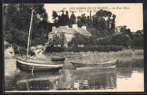 AK Le Port Rion, Les bords de la Rance avec bateaux amarrés devant une maison en pierre