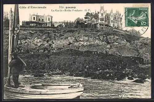 AK Dinard, La Garde, Roche Pendante, Côte d’Émeraude avec bateau à voile