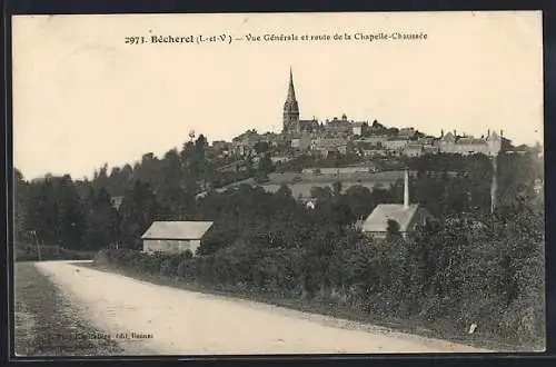 AK Bécherel, Vue générale et route de la Chapelle-Chaussée