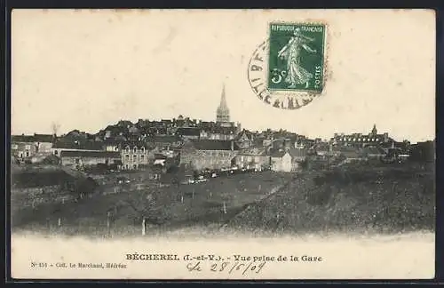 AK Bécherel, Vue prise de la Gare