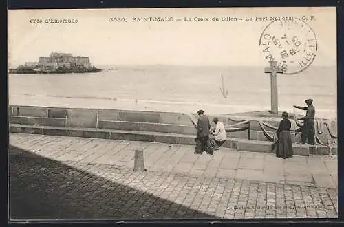 AK Saint-Malo, La Croix du Sillon et le Fort National sur la Côte d`Émeraude