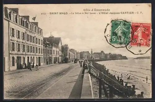 AK Saint-Malo, Le Sillon à marée haute, L`Hôtel Jacques Cartier