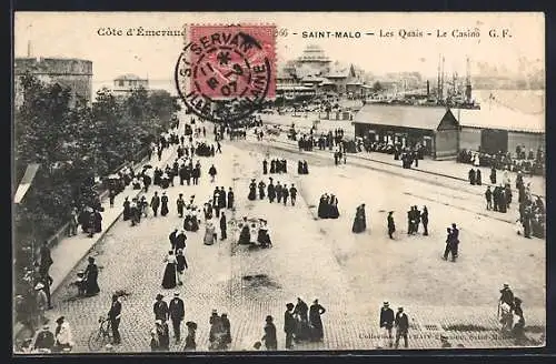 AK Saint-Malo, Animation sur les quais et vue du Casino