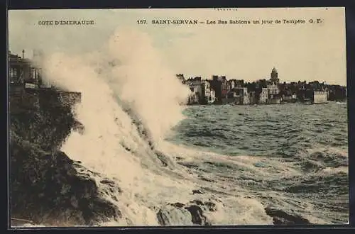 AK Saint-Servan, Les Bas Sablons un jour de tempête