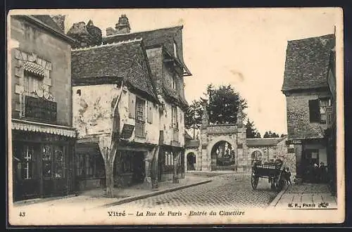 AK Vitré, La Rue de Paris, Entrée du Cimetière