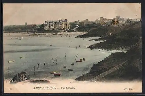 AK Saint-Lunaire, Vue générale de la plage et des bâtiments en bord de mer